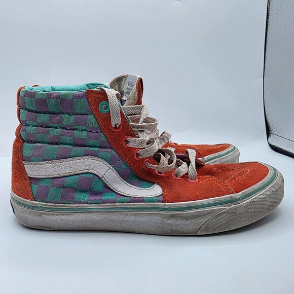 Vans Sk8 Hi Crazy Check Cherry Tomato Womens Size 8 Sneaker Shoes Casual Walking - Picture 12 of 13